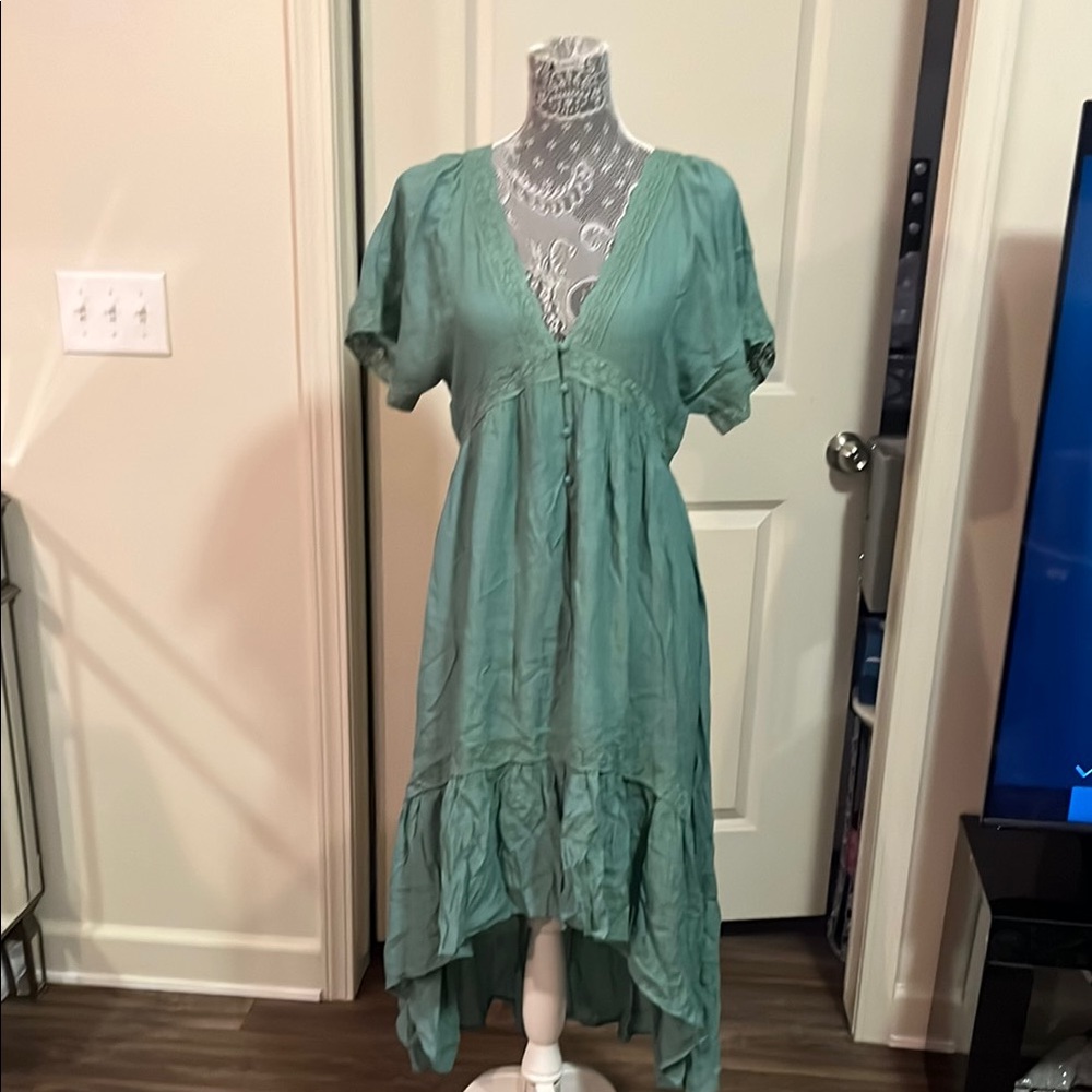 Chic Teal High-Low Dress